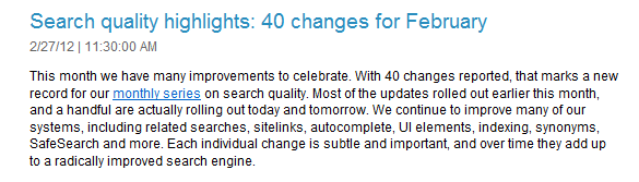 Search quality highlights: 40 changes for February