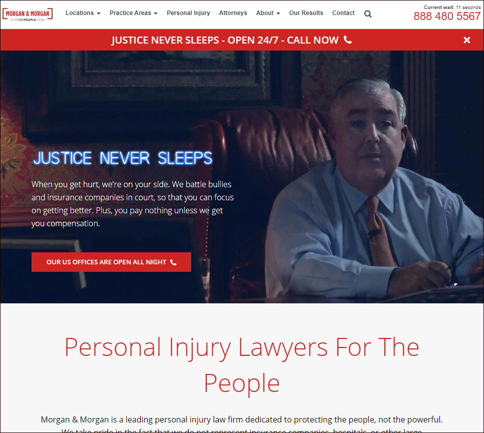  “Morgan & Morgan”, a national personal injury firm which utilizes the “For the People” trademark with its website located at https://www.forthepeople.com.  