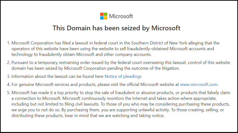 Seized by Microsoft