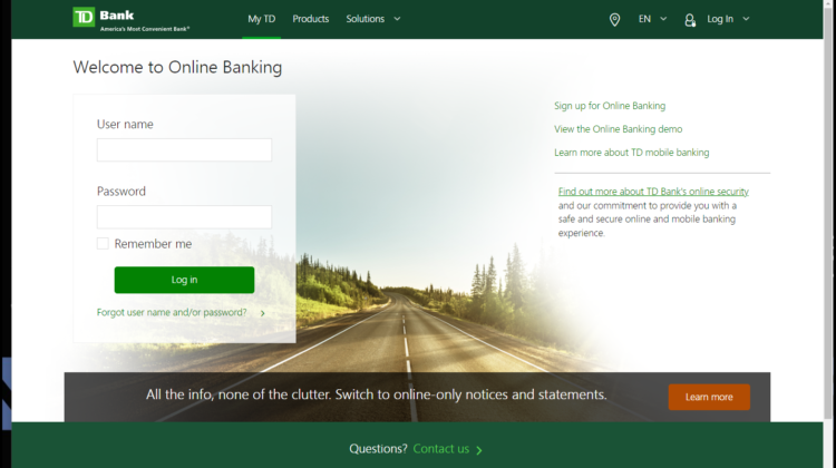 Fake TD Bank Website