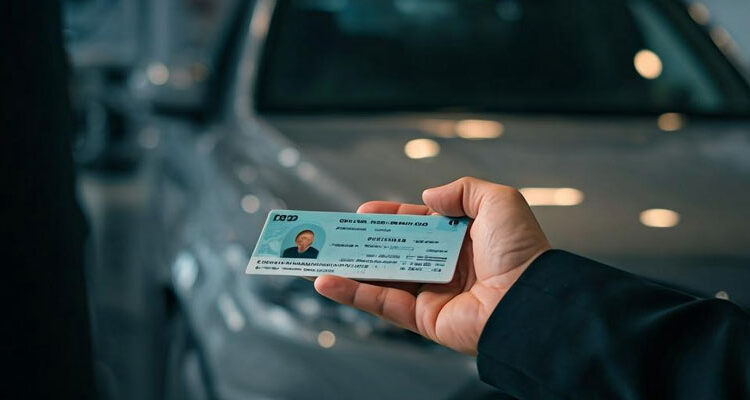 Create an photo realistic image that visually represents the concept of identity verification technologies within a car dealership setting, focusing on ID scanning, knowledge-based verifications (KBVs), and two-factor authentication (2FA). The scene