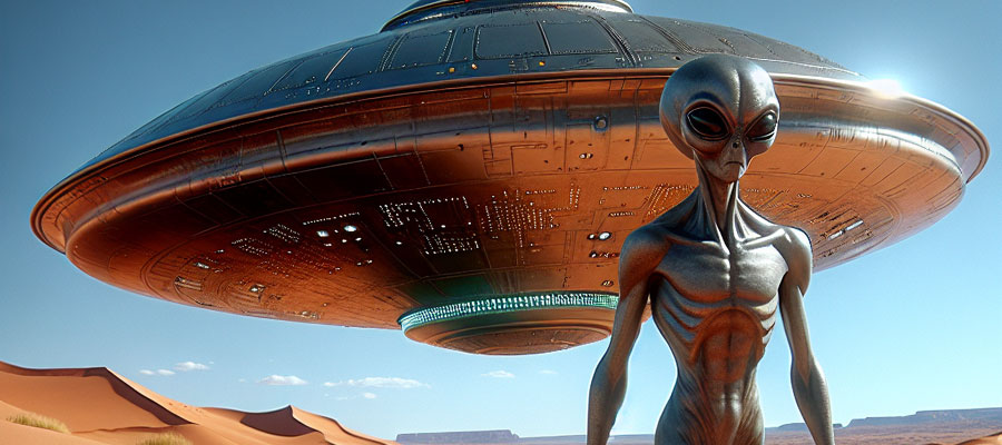 Early speculation around aliens.gov has largely centered on UFOs, illustrating how quickly narratives can form before any official details are released. Shutterstock AI Generator