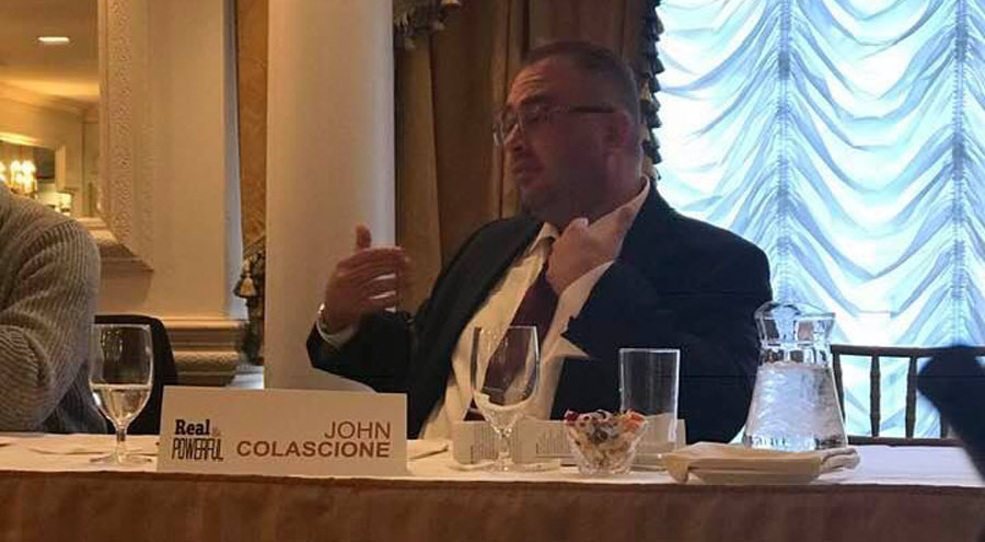 John Colascione at a Fair Media Council (FMC) event in New York in 2018. Fair Media Council, a 501(c)(3) nonprofit organization, advocates for quality news and works to create a media-savvy society in a media-driven world.