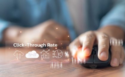 A click-through rate (CTR) graphic illustrates how marketers measure customer engagement and campaign performance by tracking meaningful user actions rather than relying solely on email open rates. File photo: Shutterstock.